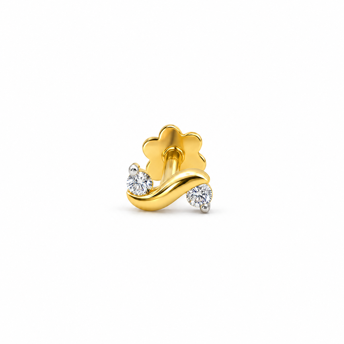Swel Nosepin in yellow gold, close-up on white background