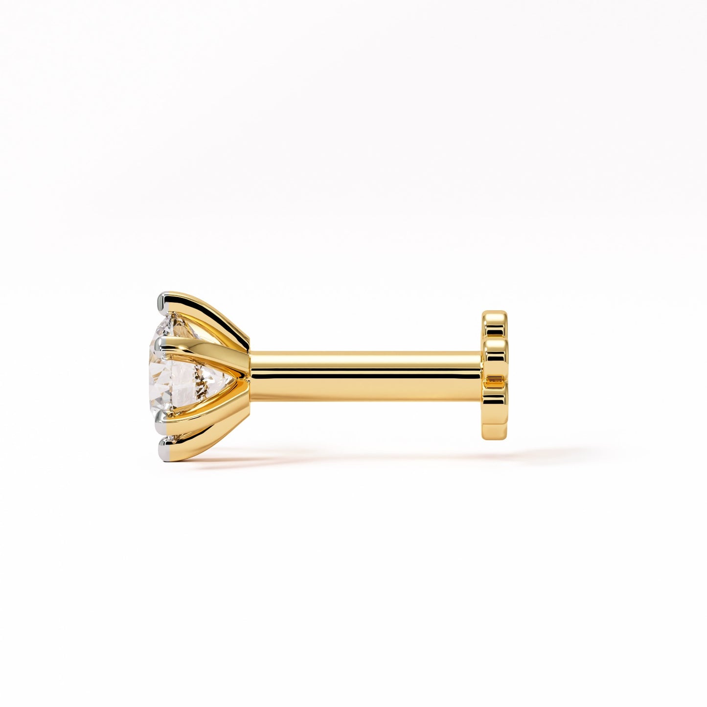 Pure Radiance Solitaire | 18K Gold Six-Prong Natural Diamond Nose Pin | VVS EF Brilliant Cut