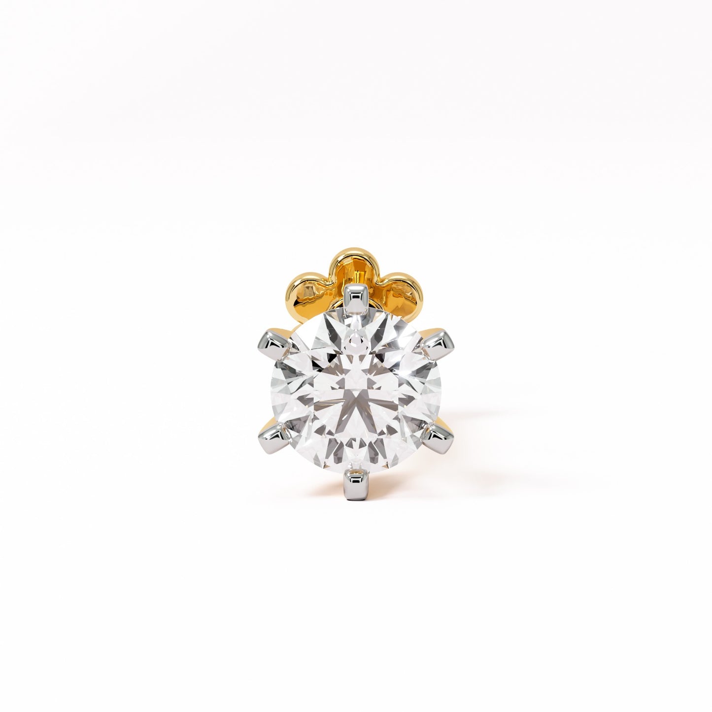 Pure Radiance Solitaire | 18K Gold Six-Prong Natural Diamond Nose Pin | VVS EF Brilliant Cut