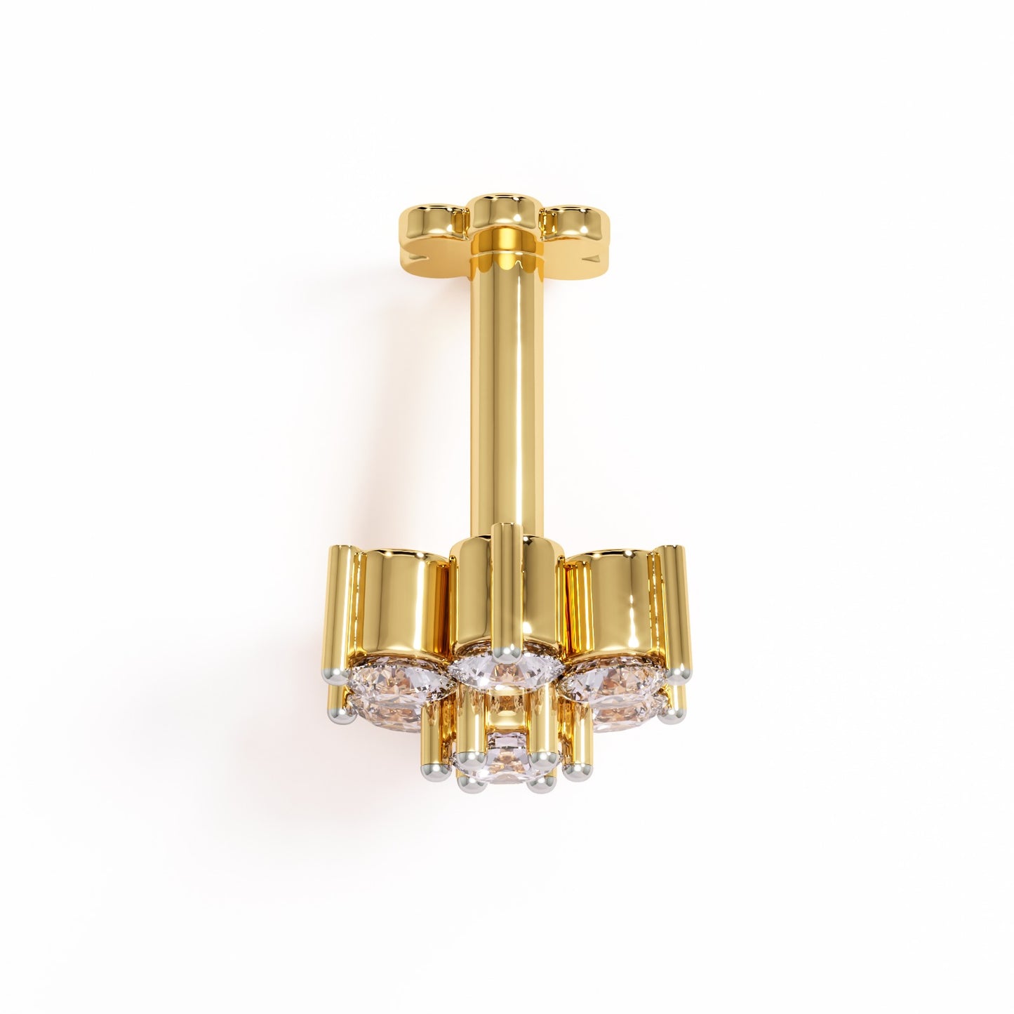 Celestial Bloom Diamond Nose Pin – 7-Stone Floral Cluster | 18K Gold | IGI Certified VVS EF Natural Diamonds