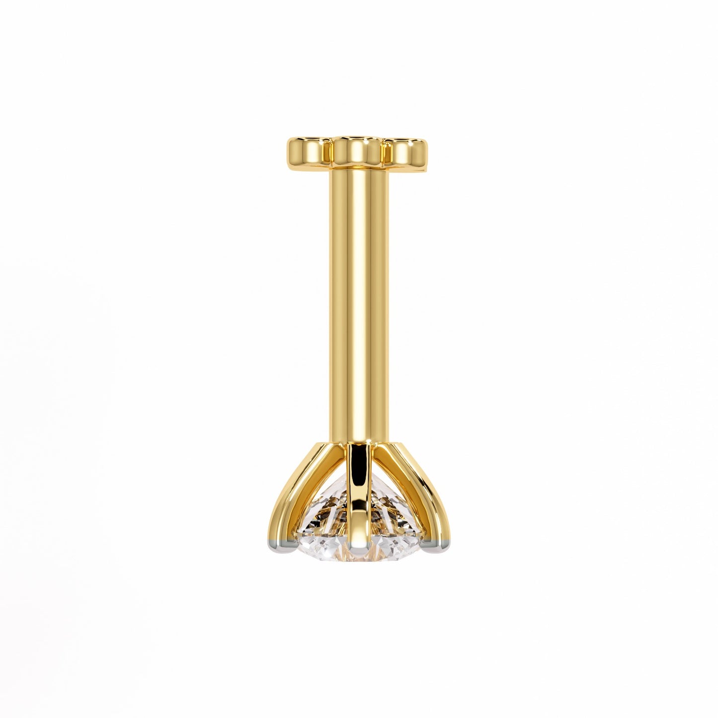 Pure Radiance Solitaire | 18K Gold Six-Prong Natural Diamond Nose Pin | VVS EF Brilliant Cut