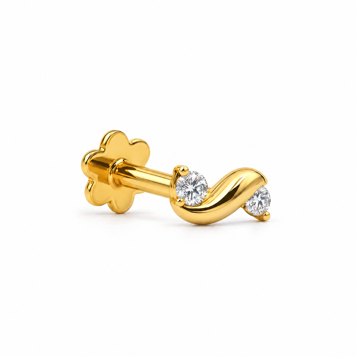 Swel Nosepin in yellow gold, horizontal view
